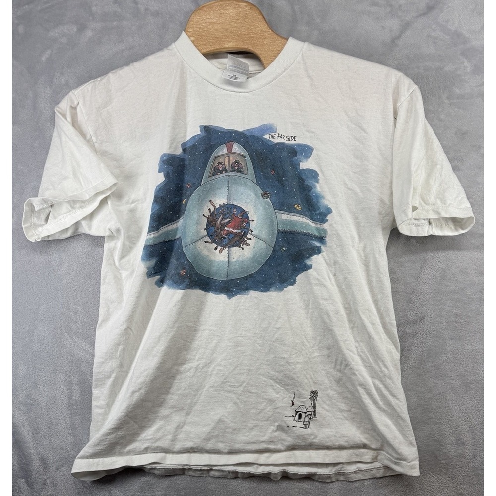 Far Side Christmas Santa Gildan Shirt White Vintage Graphic Print Men's Size XL